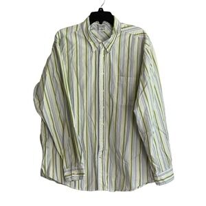 Old Navy Shirt XL Men Lime Green Vintage Striped Long Sleeve Button Up Casual